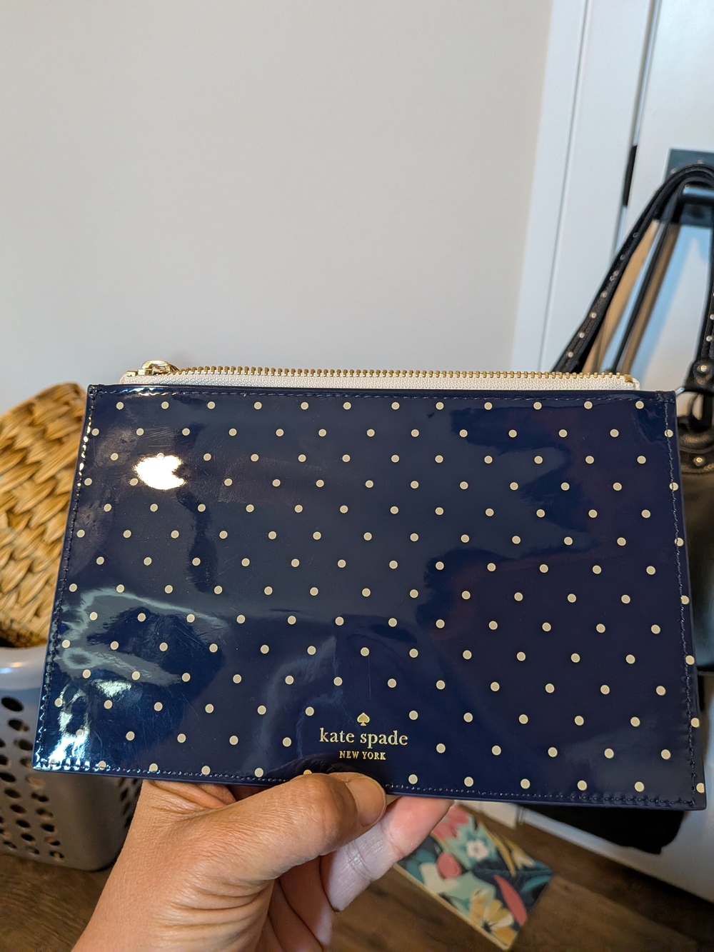 kate spade Navy Polka Dot Zip Pouch